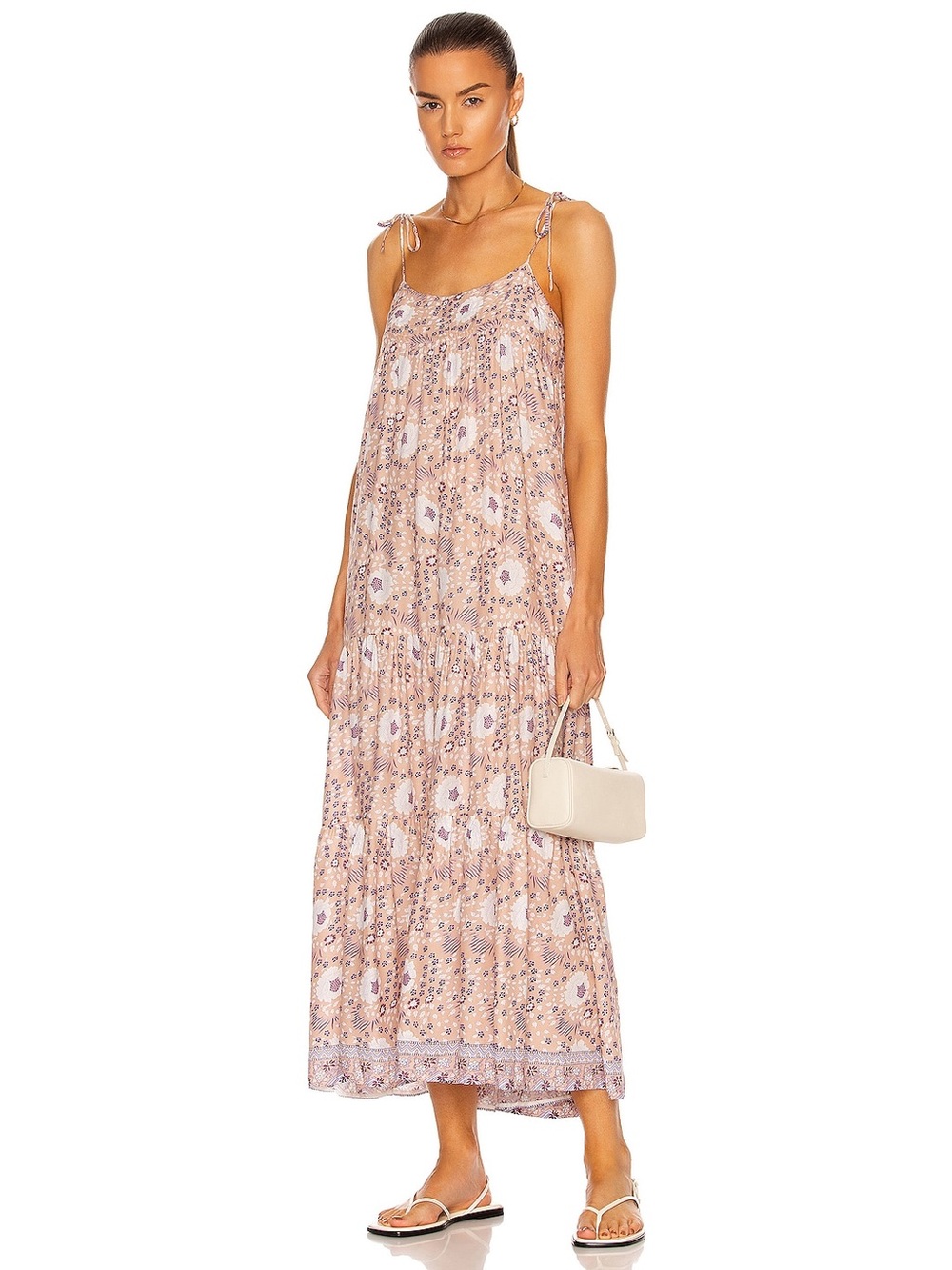 Natalie Martin Melanie Maxi Dress Vintage Floral Sleeveless Front Tie-Shoulder L